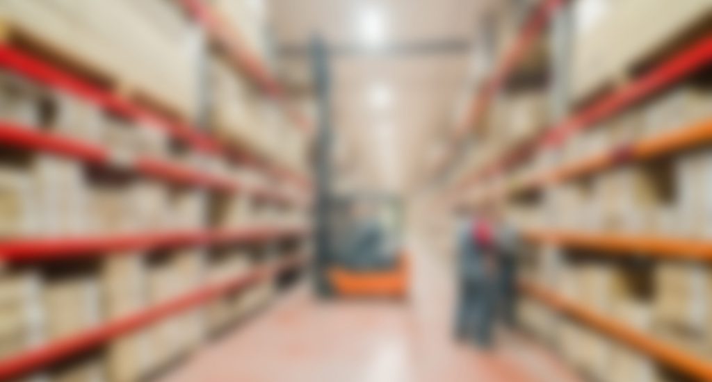 Large modern warehouse theme creative abstract blur background with bokeh effect